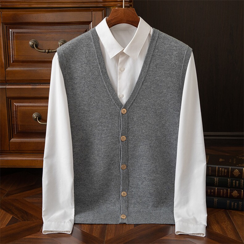 12针空气层加厚马甲男士羊绒衫羊绒，男装背心/马甲，鼎坤羊绒