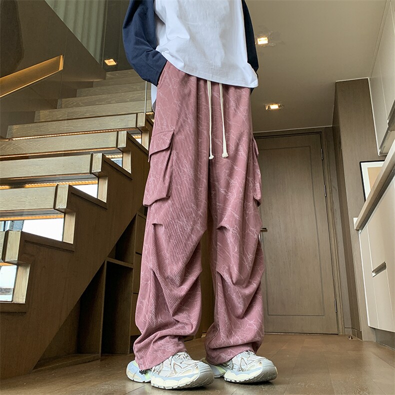 秋季新款满印字母绣花伞兵褶工装休闲裤XZ604-KG81-特P40控78,男装工装外套,星座604