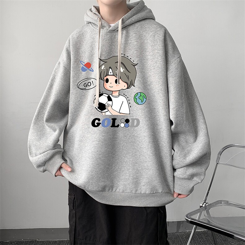 WY2207-P35加绒款-P40纯棉连帽卫衣男大码运动帽衫宽松薄外套男,男装卫衣,电商A040