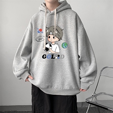 WY2207-P35加绒款-P40纯棉连帽卫衣男大码运动帽衫宽松薄外套男，男装卫衣，电商A040