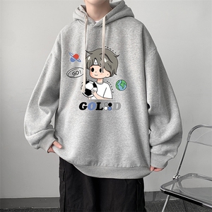 WY2207-P35 加绒款-P40 纯棉连帽卫衣男大码运动帽衫宽松薄外套男图片