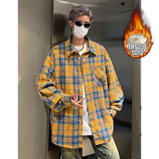 薄款改加绒特批P40无差价冬新加绒加厚贴标格子衬衫男C2501J加绒，男装衬衫，电商A001-1
