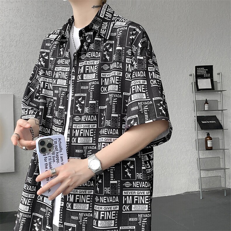 8XL-M花衬衫男短袖夏季薄款冰丝半袖宽松大码休闲外套DC28008P38图片