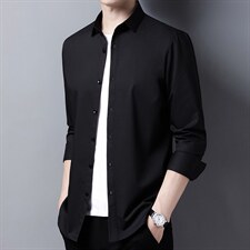 秋季长袖衬衫男士免烫寸衫春秋2023新款竹纤维中年商务休闲衬衣服，男装衬衫，电商B212（原钱塘6029）