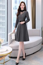 2021冬季新款拉毛针织呢连衣裙，女装连衣裙，金典明美