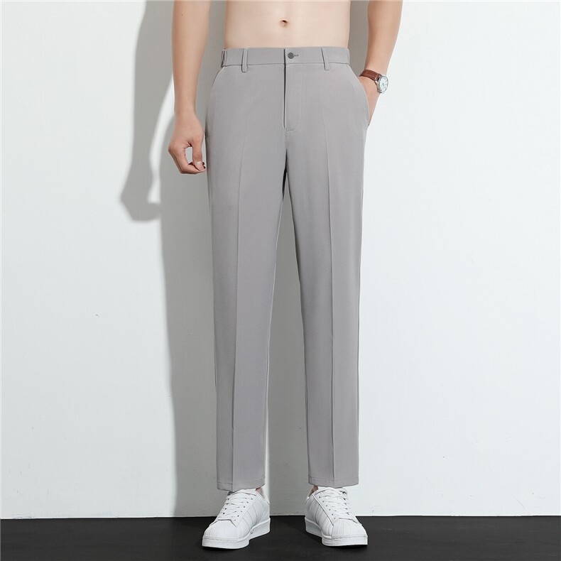 薄款冰丝裤子男韩版春夏季新款九分小西裤男士修身垂感休闲长裤潮，男装西裤，星座505-2（原电商A260-1)