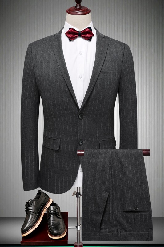 2021秋冬款西装套装条纹两件套职业套装工作服男装816-P215,男装西服套装,电商D225