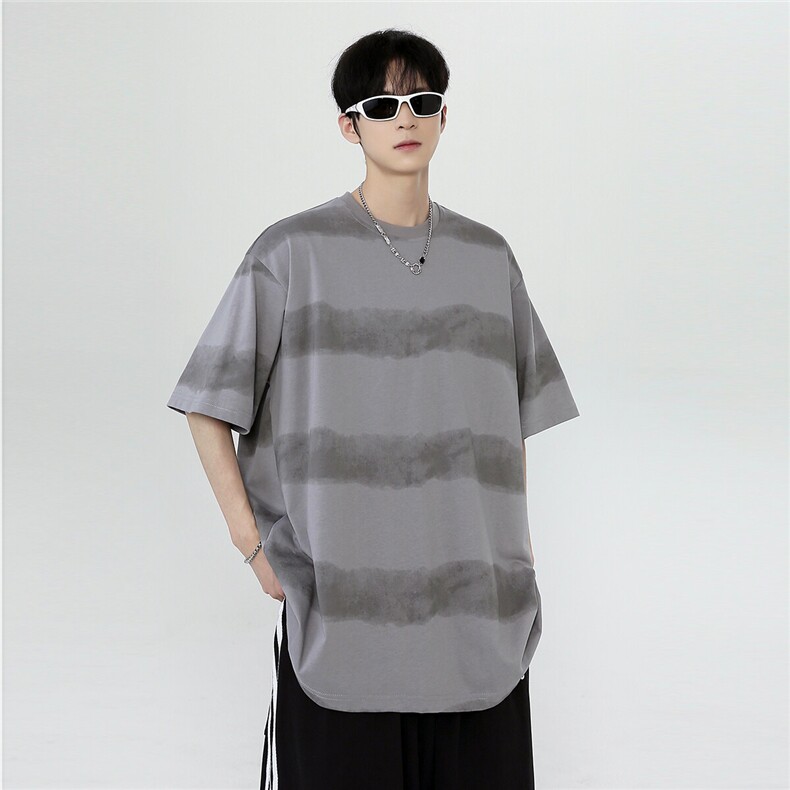 2025条纹设计情侣百搭短袖T恤男女同款夏季宽松Tt702-p28,男装T恤,电商C307