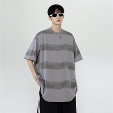 2025条纹设计情侣百搭短袖T恤男女同款夏季宽松Tt702-p28，男装T恤，电商C307