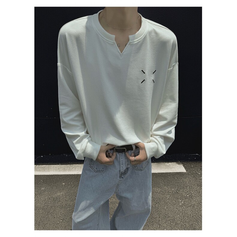 秋冬卫衣男士慵懒风日系V领宽松内搭长袖时尚上衣，男装卫衣，星座506A