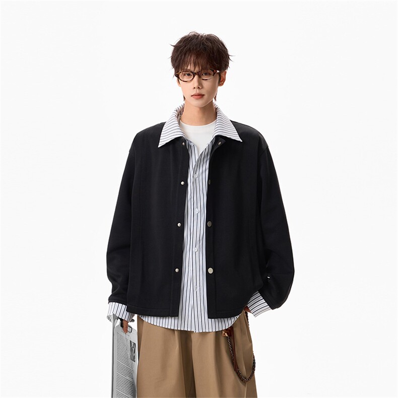 春季假两件拼接开衫卫衣条纹衬衫翻领外套男女C61308-TP4589,男装衬衫,电商A102