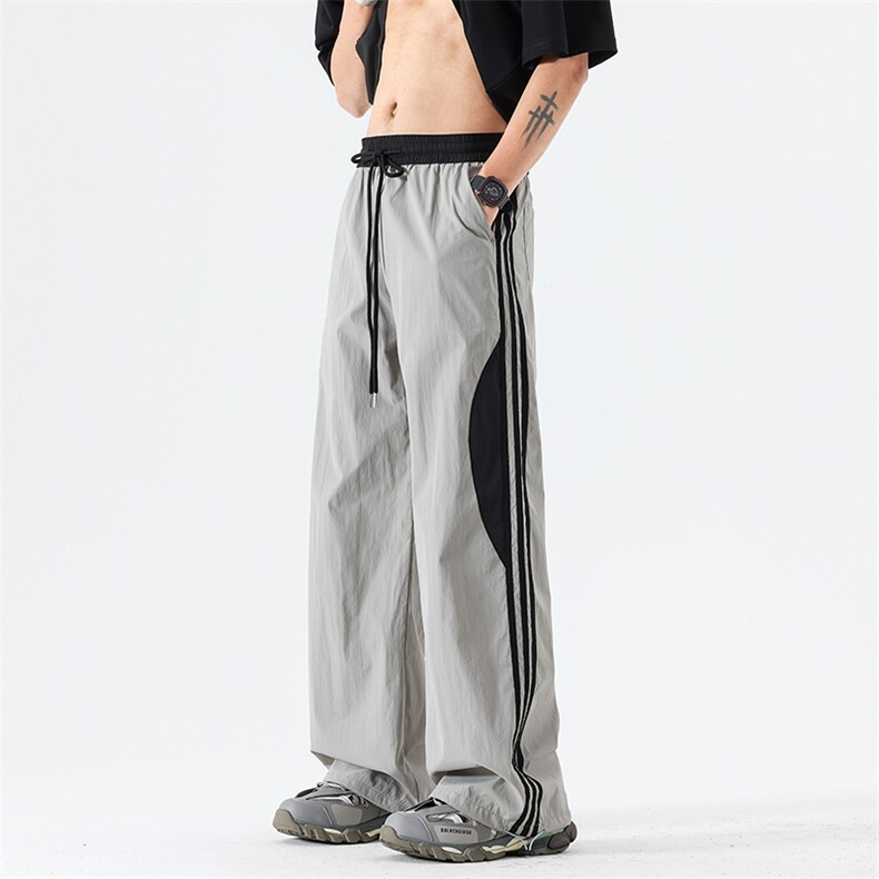 07美式高街速干裤子拼接款宽松直筒运动裤潮XZ211-1-K2423-P55，女装休闲裤，星座211-1