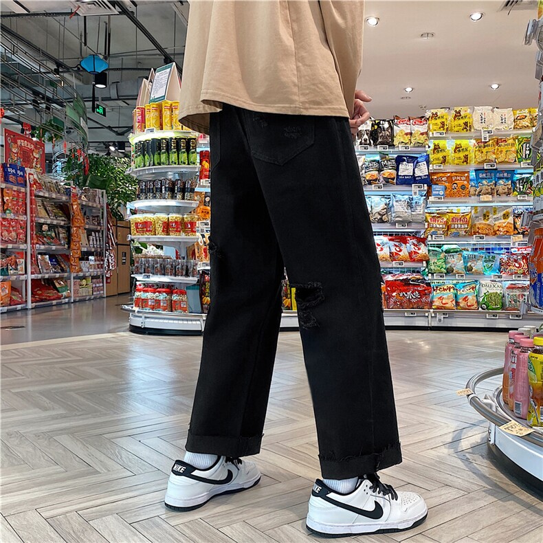 k707-p48-控68美式中性高阶港风中性ins宽松大码肥仔破洞牛仔裤,男装牛仔裤,星座116