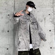 2026美式水洗做旧牛仔夹克ins潮复古设计感情侣外套W017-P47网图，男装夹克，电商B245