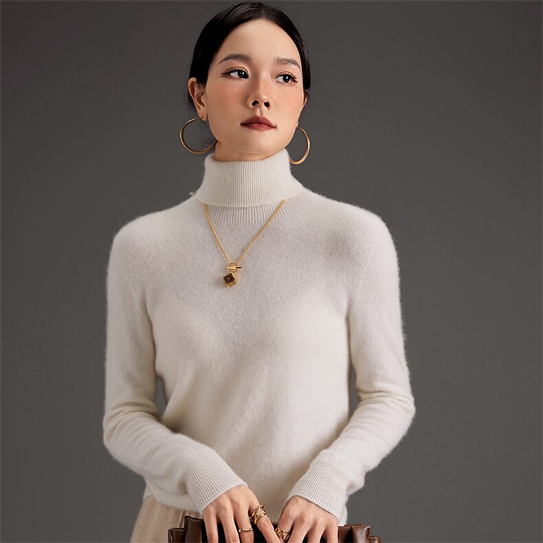 2025年秋季通勤套头单件长袖长袖平面高翻，女装羊绒衫，鑫萬耀羊绒