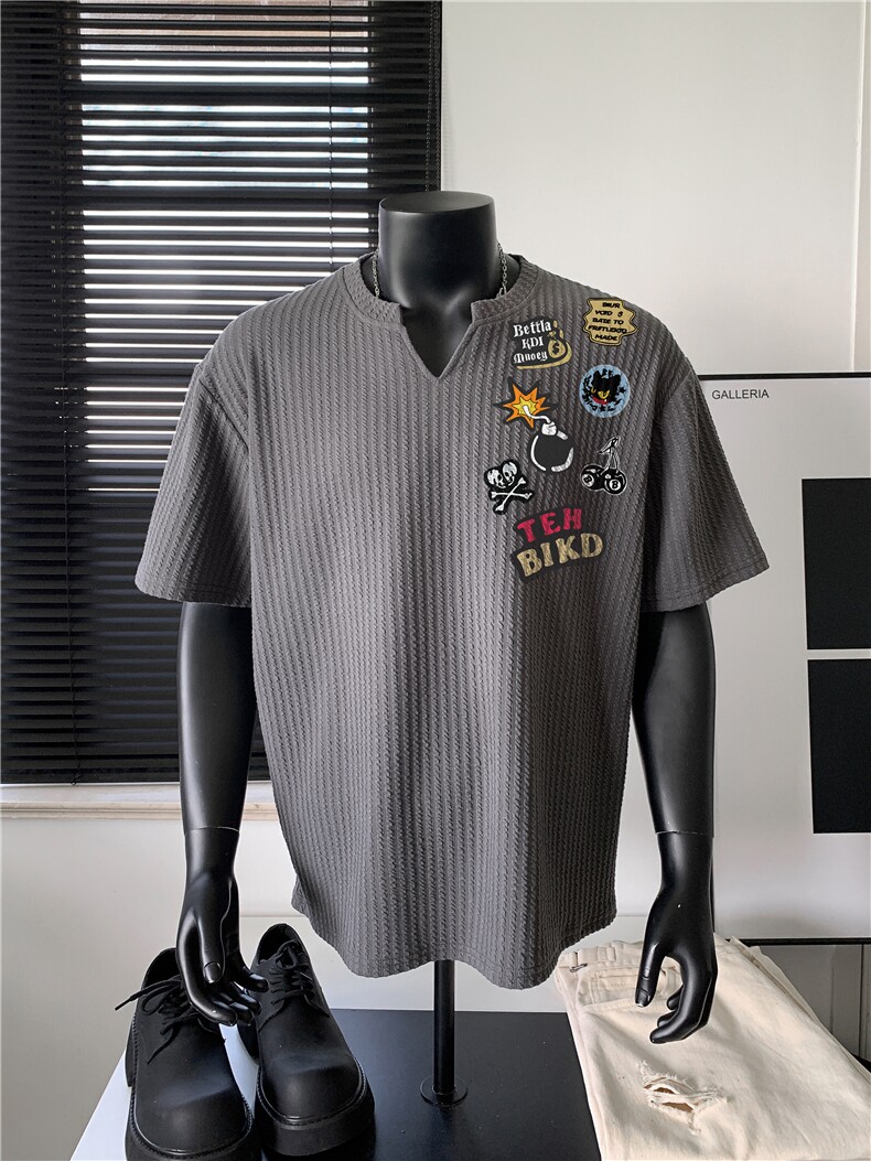 XZ809A/DXVL02/P25/控38240克肌理感印花V领T恤,男装T恤,星座809A(原222-1)