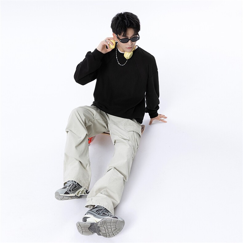 2025秋季新款德绒面料螺纹拼接卫衣长袖xz906-Y140特价P30控58,男装卫衣,星座906（原电商a316-1）