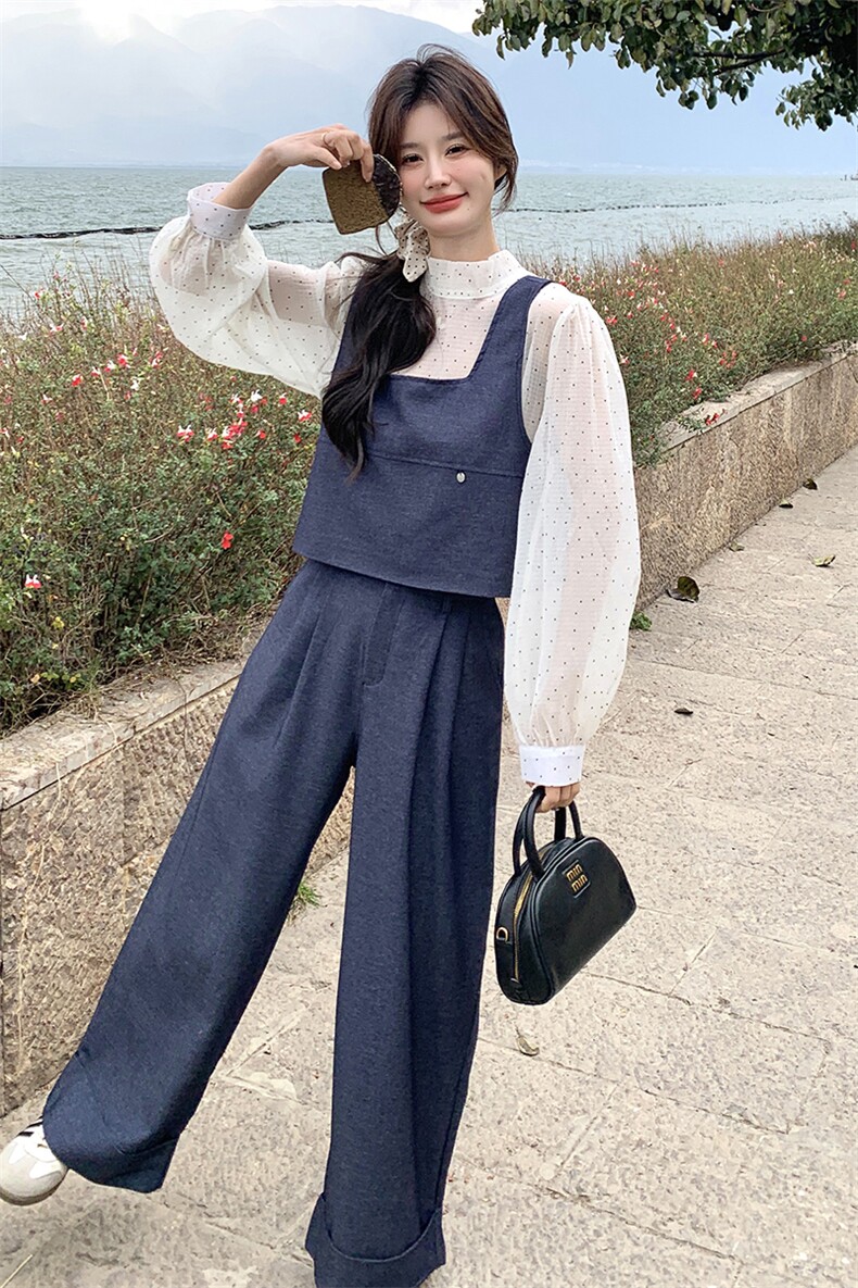 春装新款大量现货！波点衬衫牛仔三件套2C133-8915-P175-K248,女装套装/套裙,2C133