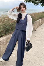 春装新款大量现货！波点衬衫牛仔三件套2C133-8915-P175-K248，女装套装/套裙，2C133