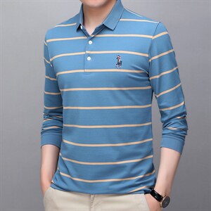 polo衫男装长袖t恤青年春秋季衣服商务中年休闲薄款翻领上衣图片