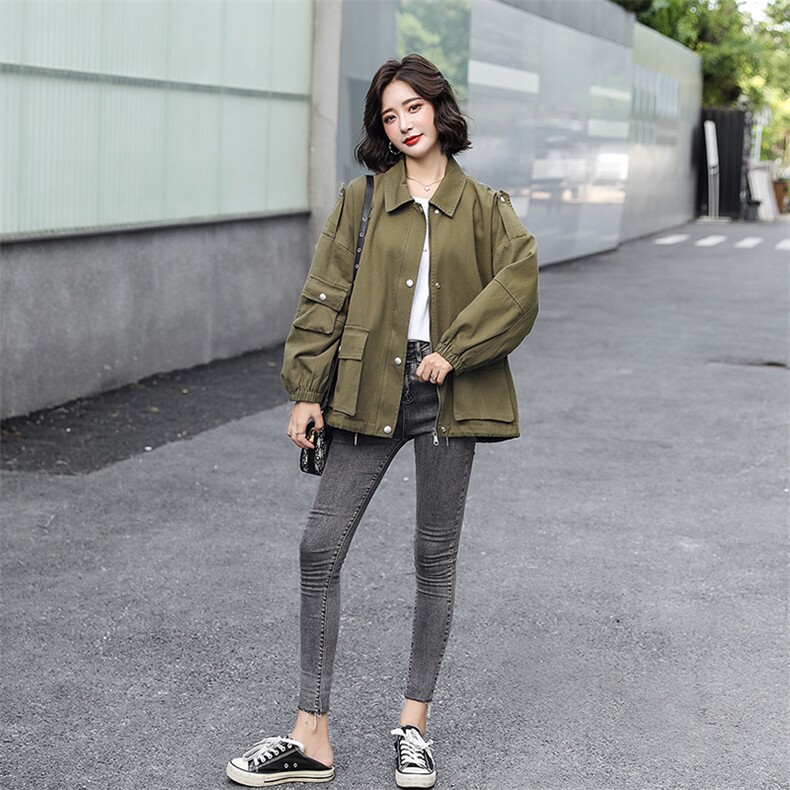牛仔外套女2022春装新款韩版宽松复古港味百搭工装夹克图片