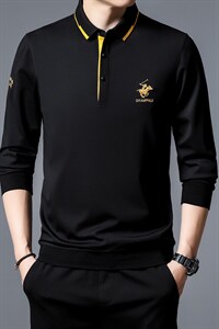 S30711钱塘2020-2中年男士秋季薄款商务休闲简约长袖翻领T恤P62图片