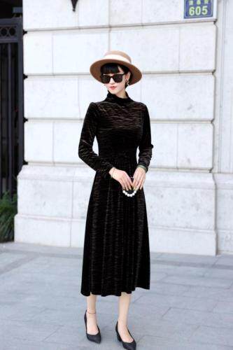 收腰映花金丝绒打底裙可前后两穿，女装，澳洛菲