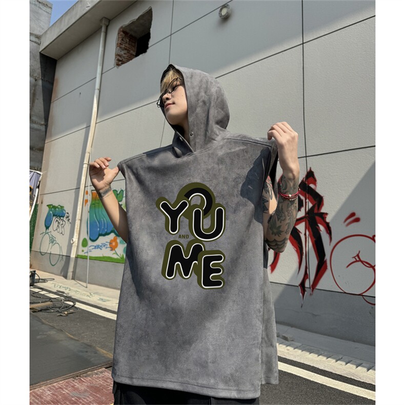 麂皮绒连帽背心坎肩男T恤美式港风JLB440-P30控48,男装背心/马甲,电商B370