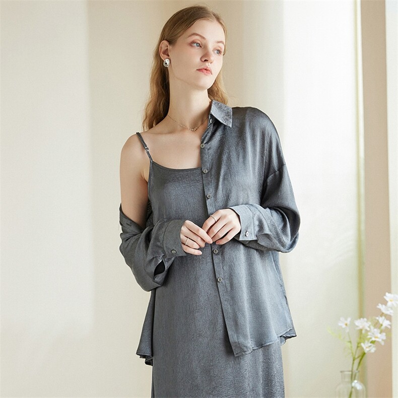 气质优雅丝光系带衬衫，女装衬衫，澳冬特羊绒