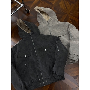 网图 美潮座山雕连帽兔毛绒拼皮棉服外套 W1917/特P98图片
