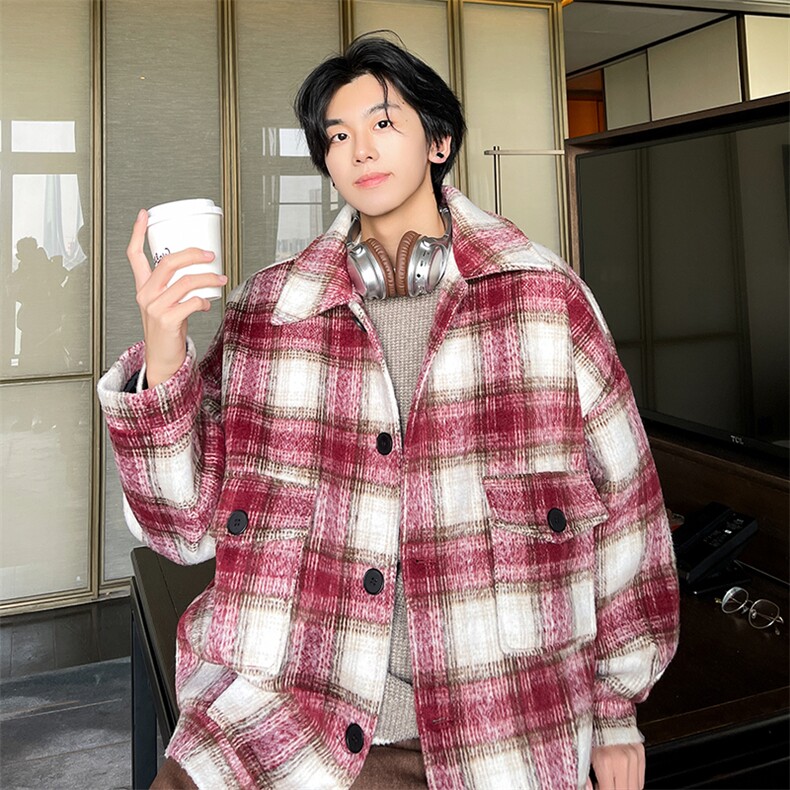 毛呢大衣oversize宽松大口袋呢子韩版潮男士夹克A071-JK107-P108,男装夹克,电商A071