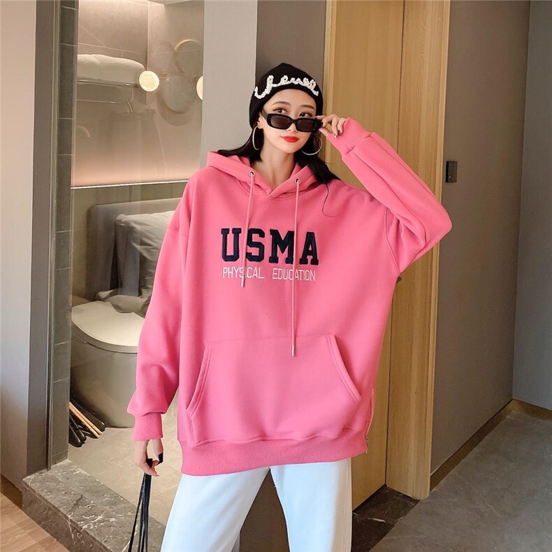 现货冬季新款韩版时尚加绒卫衣，女装卫衣/绒衫，泽妤