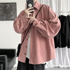 秋装灯芯绒外套长袖衬衫宽松衬衣情侣男女学生中性潮H215/P50,男装衬衫,钱塘713