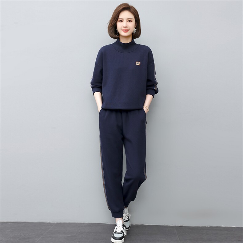 加绒套装女2023年新款冬季时尚运动休闲卫衣洋气减龄小个子两件套,女装套装/套裙,忆绮罗