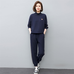 加绒套装女2023年新款冬季时尚运动休闲卫衣洋气减龄小个子两件套图片