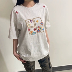 万针全刺绣工艺高品质260克双纱纯棉美式高街短袖T恤特P33，男装T恤，电商A486