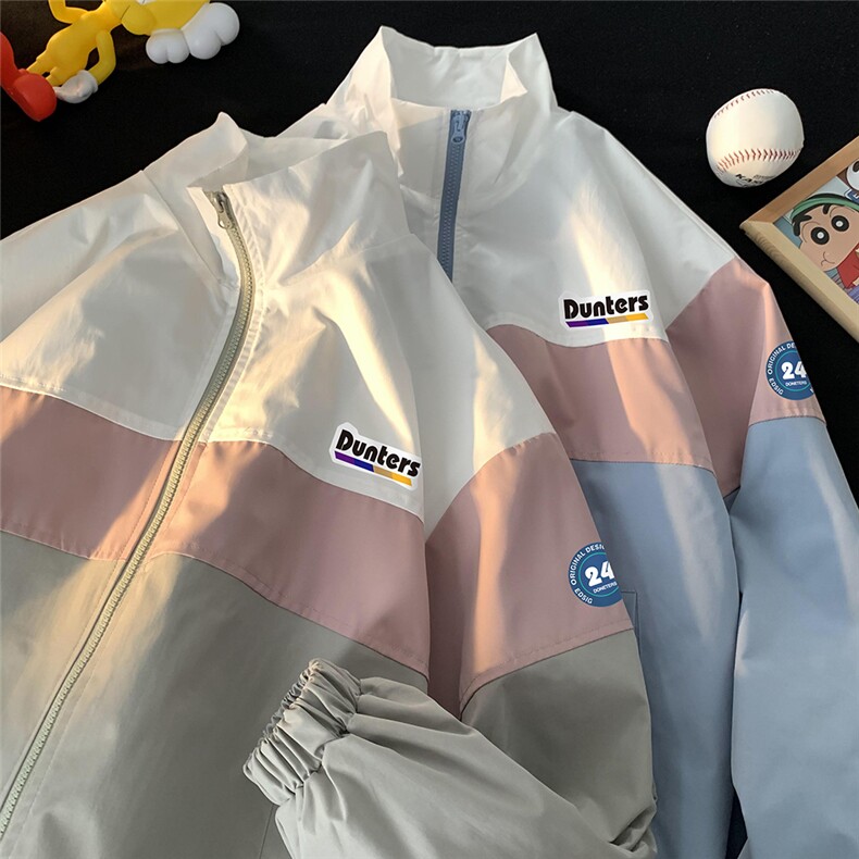 暖光平铺秋季百搭宽松拼色立领夹克情侣外套女JK6841P65控78，男装夹克，电商A268