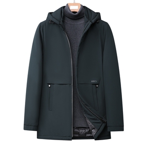 新款中年纯色棉衣男爸爸冬装可脱帽子休闲棉服外套GSNA21555-P150图片