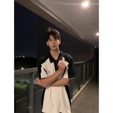 夏季polo衫短袖t恤男女设计感小众美式宽松半袖上衣PLD2299-P30，男装T恤，星座1008