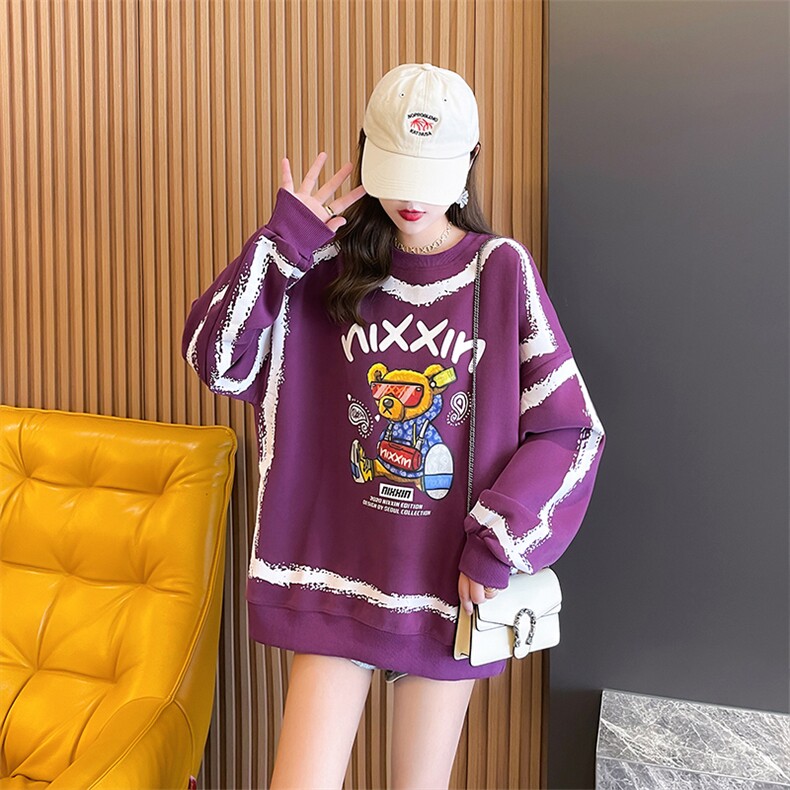 S3607韩版宽松印花卡通小熊大码女装薄款卫衣女P49,女装卫衣/绒衫,星座309B-2