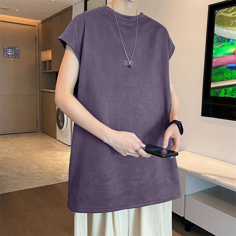 可设48小时发货支持抖音得物来样二开240克重磅美式麂皮绒背心t恤，男装背心/马甲，电商A486