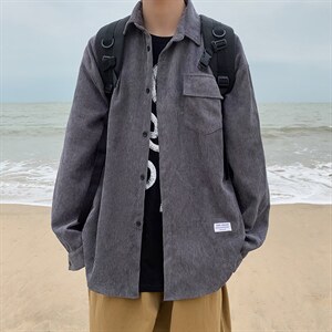 美式百搭条纹衬衫春秋款男士宽松长袖衬衣休闲外穿上衣 W1106-P38图片
