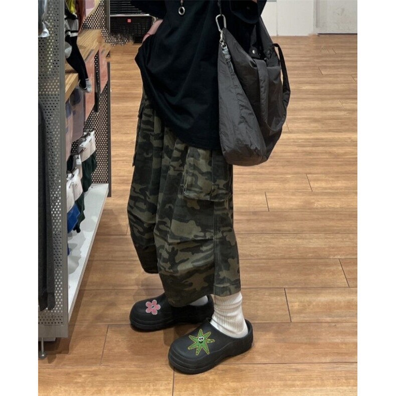 2025新款美式复古迷彩工装裤男女宽松直筒阔腿休闲七分短裤D3309,男装牛仔裤,星座601-2