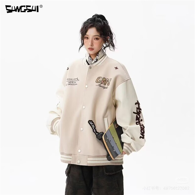 2026新款日系复古春秋季男士字母刺绣休闲棒球服夹克外套情侣潮,男装夹克,星座715-4