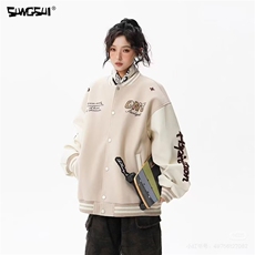 2026新款日系复古春秋季男士字母刺绣休闲棒球服夹克外套情侣潮，男装夹克，星座715-4