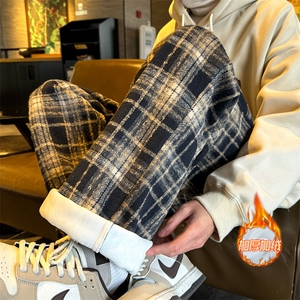 XZ616 冬季新款毛呢格子加绒加厚直筒休闲长裤 TY997 P65控78图片
