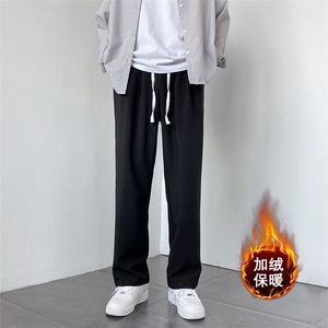 HK2455-P45加绒55春秋男士宽松直筒休闲裤垂感西装裤男大码小西裤图片