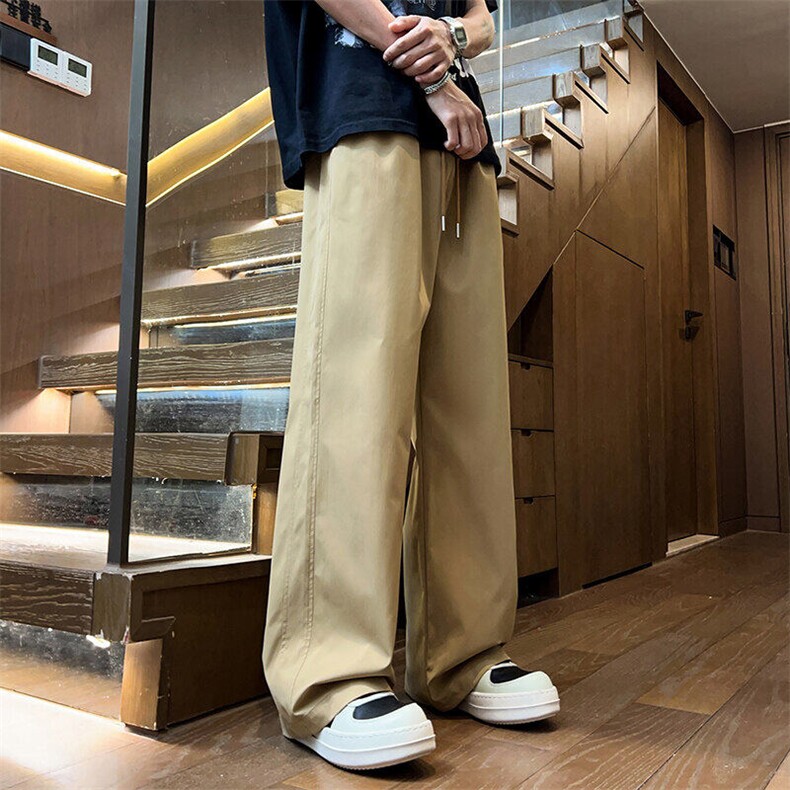 潮牌冰丝休闲裤夏薄款2025新款男裤直筒垂感阔腿长裤Q29107-特P32,男装休闲裤,星座610（原A335）