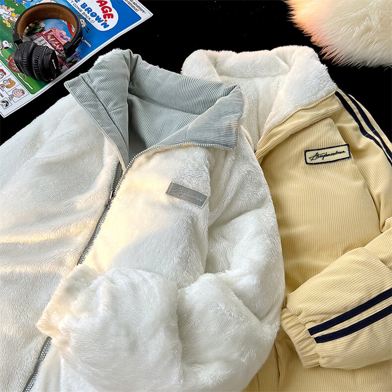 2025新款两面穿加厚棉服冬季灯芯绒情侣立领棉衣CM98852-P90特,男装棉衣,星座815A