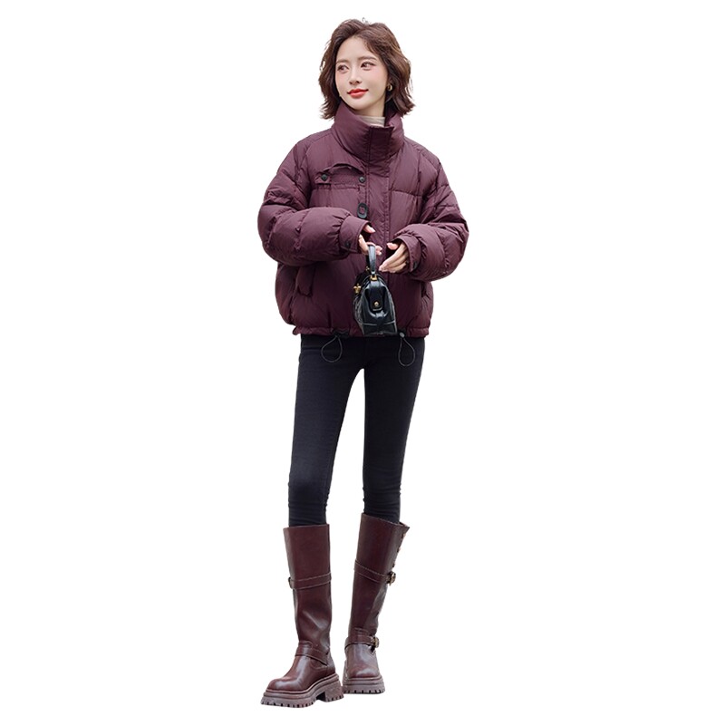 美拉德洋气时尚短款连帽羽绒服女2025秋冬季新款小个子白鸭绒外套,女装羽绒服,E百度